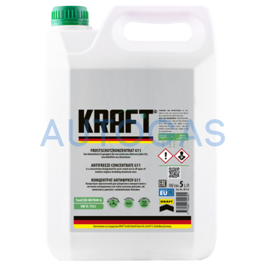 Антифриз зеленый концентрат 5 л "KRAFT" G11 - фото 1 Антифриз зеленый концентрат 5 л "KRAFT" G11 - фото 1