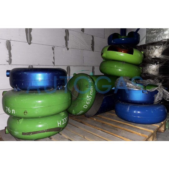 _Баллон тороидальный пропан-бутан наружный H240 mm, D720 mm, 76 л, GREENGAS, Зеленый (выставочный образец, произведён до 2017 года) - фото 1