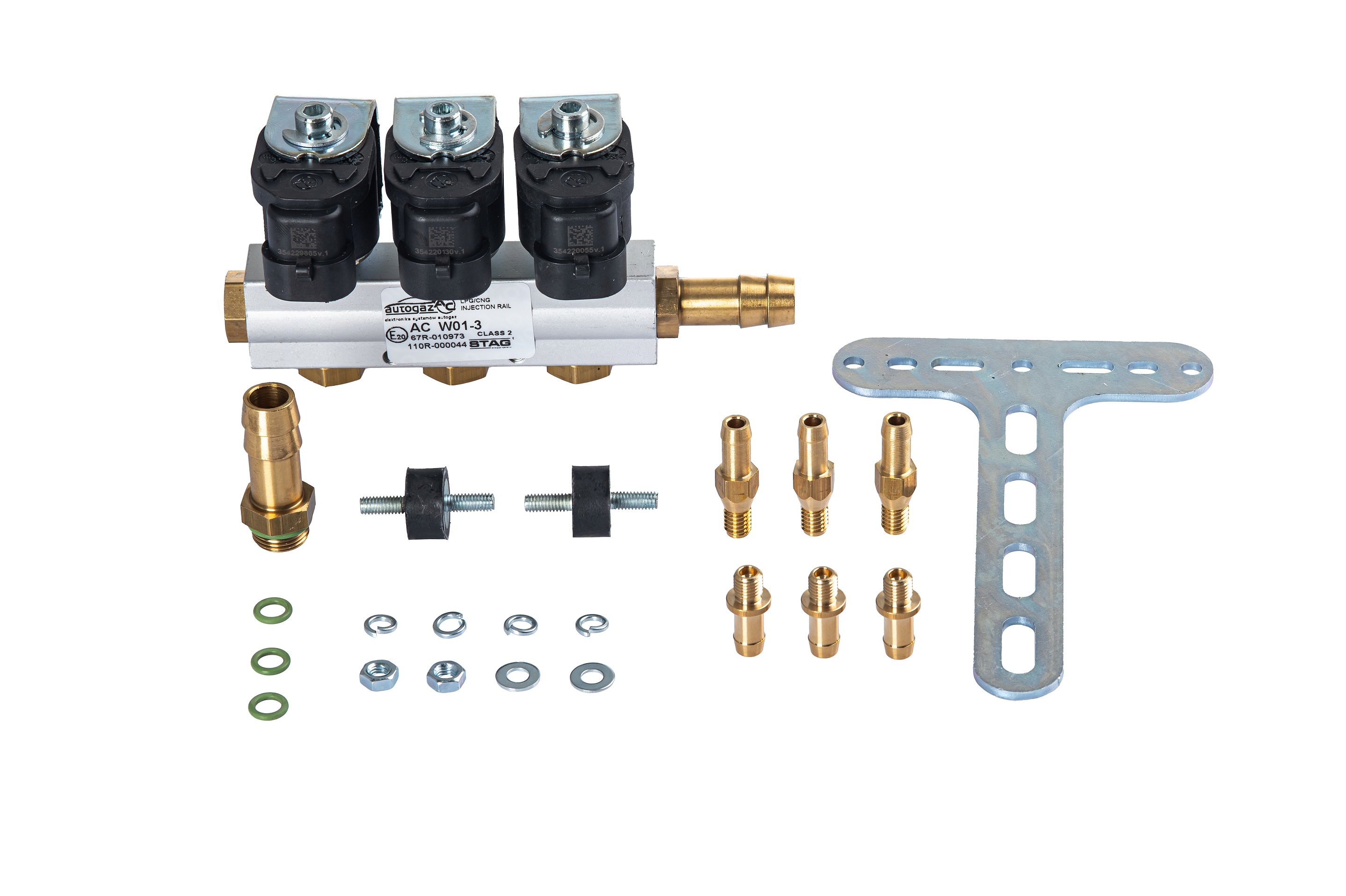 картинка Форсунки STAG W01 3 цил., с жиклерами D1,5 мм и штуцерами в коллектор в интернет-магазине AutogasMarket