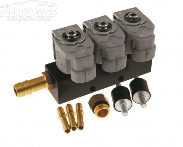 картинка Форсунки Valtek тип 30, 3 цил. 2 Oм, со штуцерами в коллектор, амортизаторами (без жиклёров) в интернет-магазине AutogasMarket