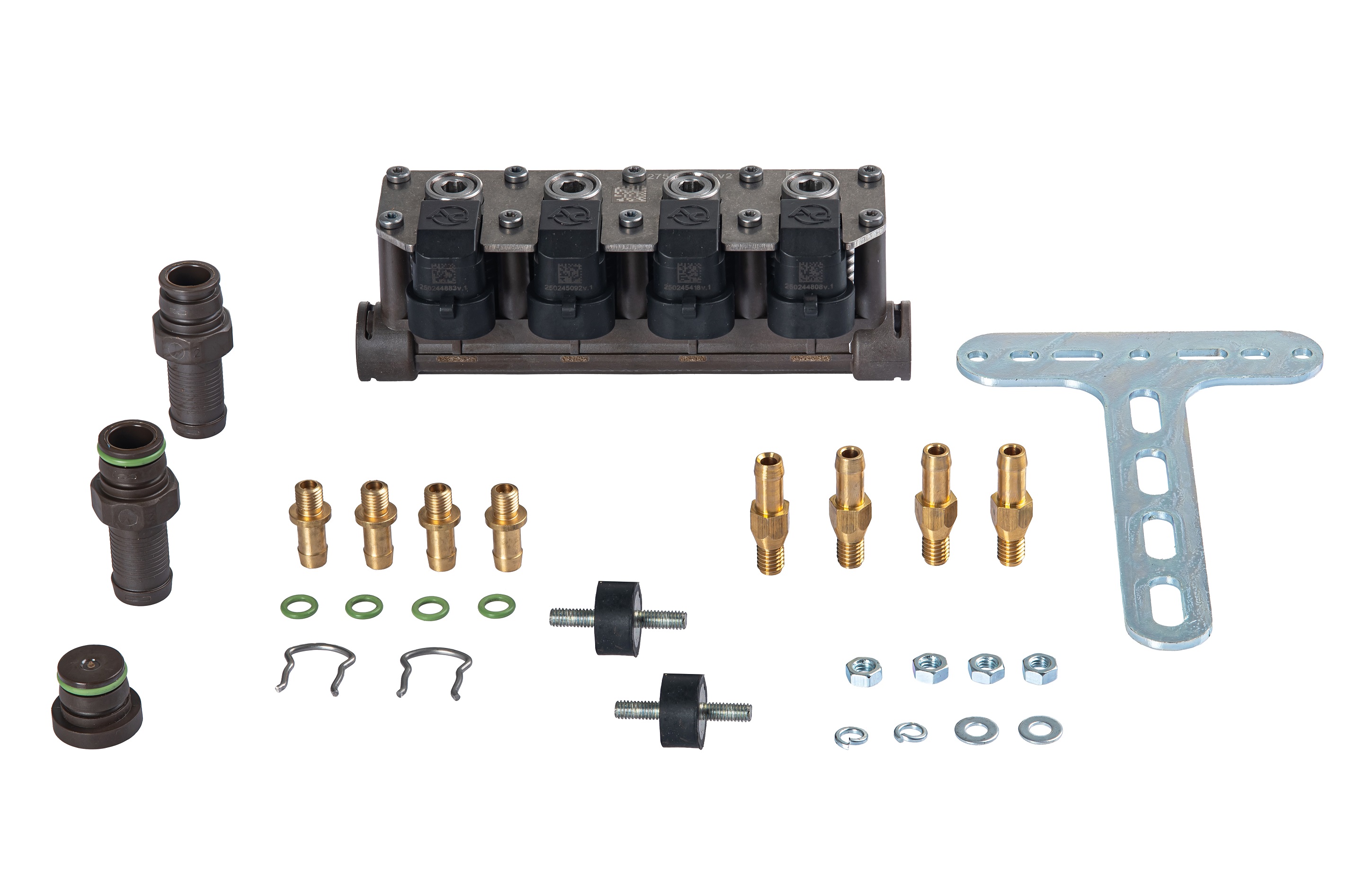 картинка Форсунки STAG W02 BFC 4 цил., 80-260 л.с., с жиклерами D1,5 мм и штуцерами в коллектор в интернет-магазине AutogasMarket