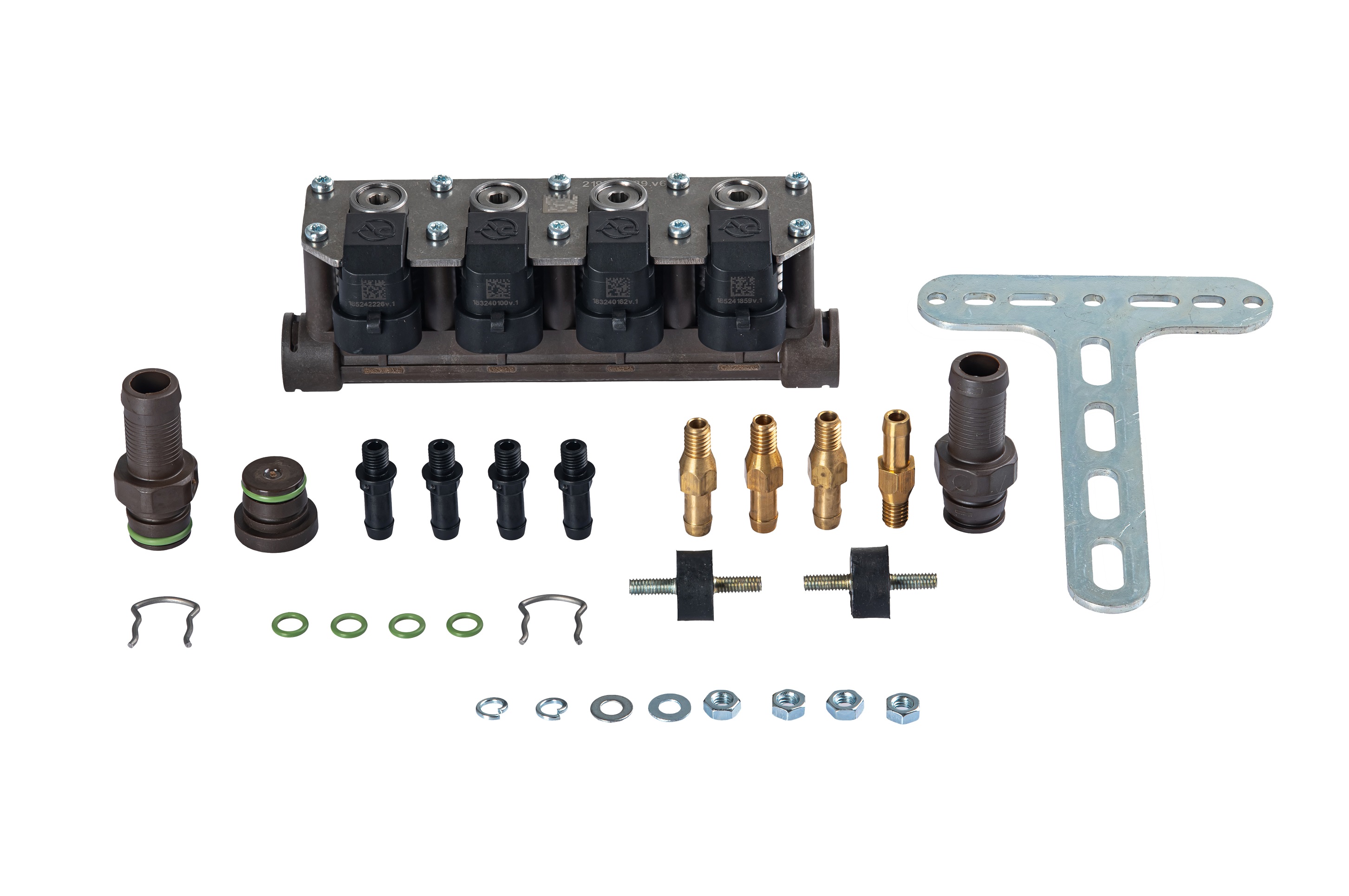 картинка Форсунки STAG W02 4 цил., 60-168 л.с., с жиклерами D1,5 мм и штуцерами в коллектор в интернет-магазине AutogasMarket