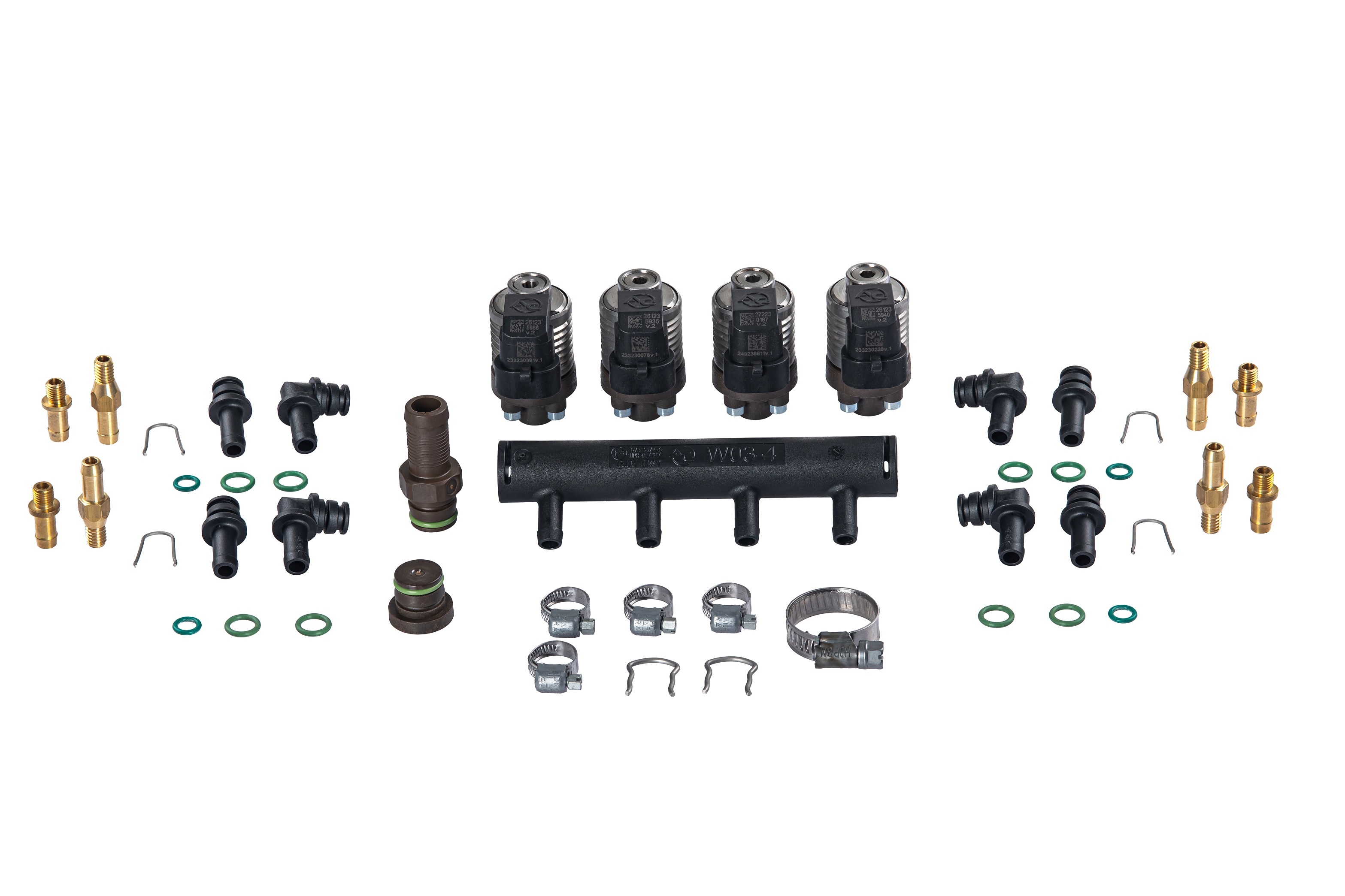 картинка Форсунки STAG W031 4 цил., с жиклёрами D1,5 мм и штуцерами в коллектор и распределителем в интернет-магазине AutogasMarket