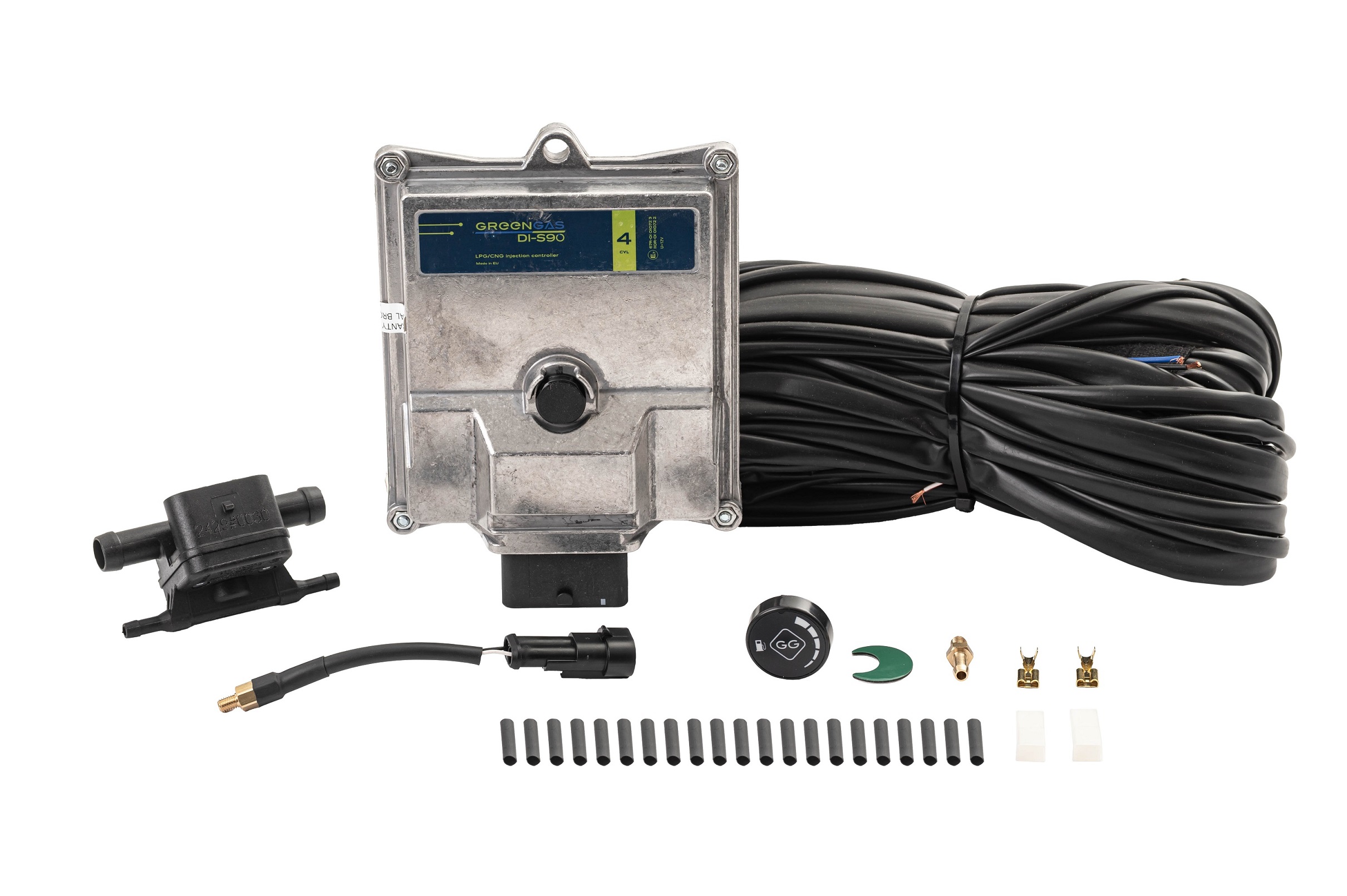 картинка Электроника GREENGAS DI-S90 4 цил. (прямой впрыск) разъемы газ. форсунок типа Valtek, c датчиком темп. ред., без датчика уровня в интернет-магазине AutogasMarket