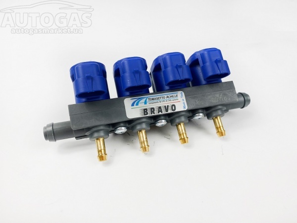 картинка Форсунки Tomasetto IT01 BRAVO 4 цил., пластик. корпус, 1.8 Ohm с жиклерами D1,50 мм в интернет-магазине AutogasMarket