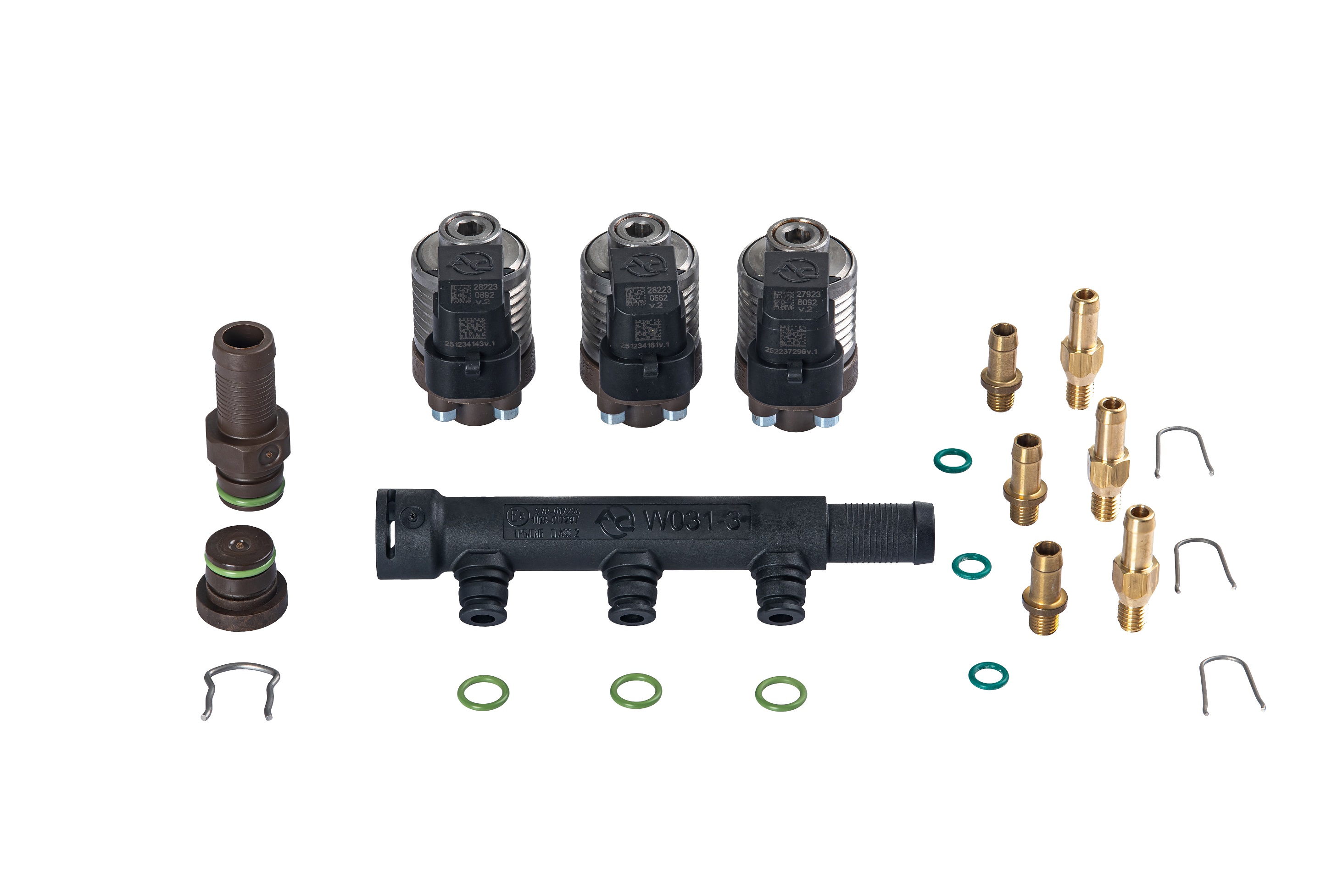 картинка Форсунки STAG W031 BFC 3 цил., с жиклерами D1,5 мм и штуцерами в коллектор и распределителем в интернет-магазине AutogasMarket