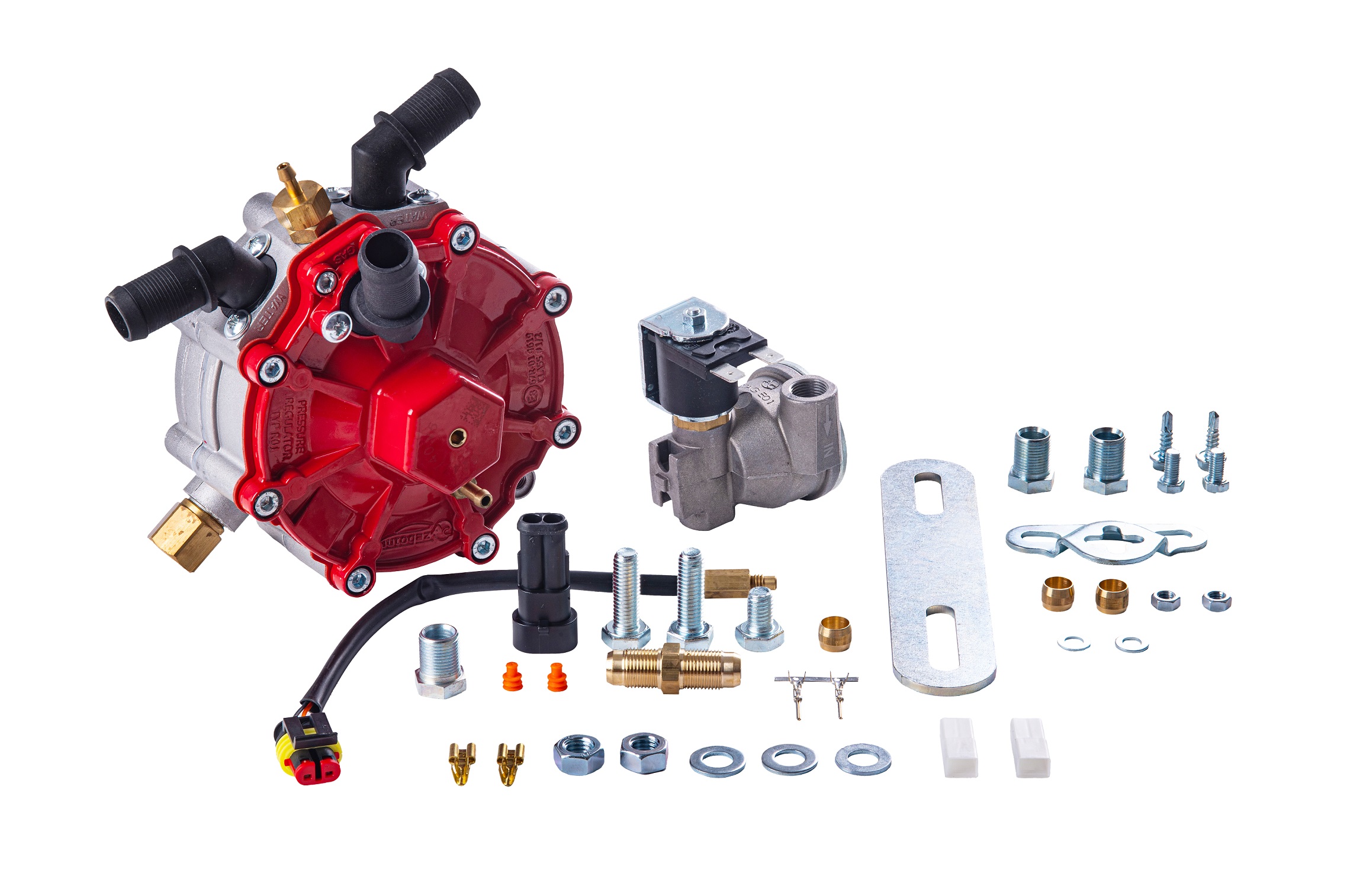 картинка Миникомплект STAG QMax Basic 8ц, редуктор STAG R01 250 кс, форсунки STAG W05 4ц, фильтр STAG GF01 в интернет-магазине AutogasMarket